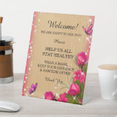 ウッドピンク素朴フローラバタフライ結婚の安全性 台座サイン (インサイチュ)