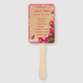 ウッドピンク素朴フローラバタフライ結婚式 プログラム ハンドファン (正面)