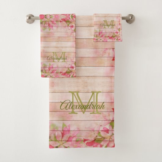 ウッドピンク素朴フローラヴィンテージモノグラム バスタオルセット (インサイチュ)