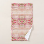 ウッドピンク素朴フローラヴィンテージモノグラム バスタオルセット (ハンドタオル)