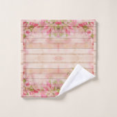 ウッドピンク素朴フローラヴィンテージモノグラム バスタオルセット (ウォッシュタオル)