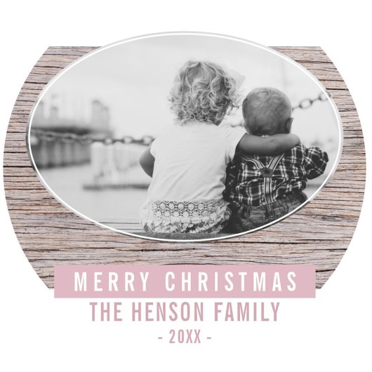 ウッドピンク素朴メリークリスマスファミリーの写真 コーヒーマグカップ