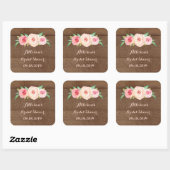 ウッドピンク赤面ブライダルシャワーメッセージカード スクエアシール (シート)