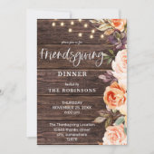 ウッドピンク&ピーチフローラライト付き 招待状 (正面)