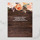 ウッドピンク&ピーチフローラライト付き 箔招待状 (裏面)