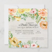ウッドピー素朴チオレンジバラフローラブライダルシャワー 招待状 (正面)