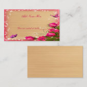 ウッドピ素朴ンクフローラバタフライ結婚ズテーブル プレイスカード (正面/裏面)