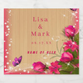 ウッドピ素朴ンクフローラバタフライ結婚ズ ビールラベル (シングルラベル)