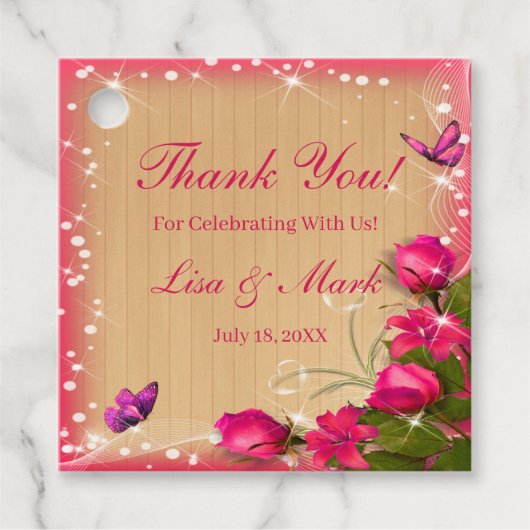 ウッドピ素朴ンクフローラバタフライ結婚ズ フェイバータグ (正面)