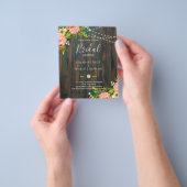 ウッドピ素朴ンクフローラ結婚ズブライダルシャワーインビ チラシ (手)