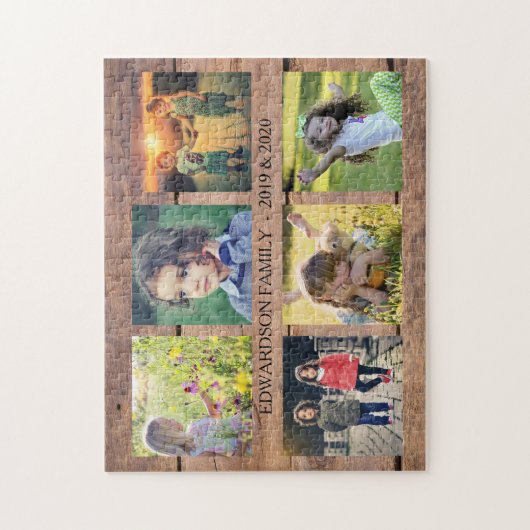 ウッドファミリー素朴コラージュ6枚の写真 ジグソーパズル (縦)