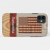 ウッドフェイクアメリカ国旗 Case-Mate iPhoneケース (裏面(横))