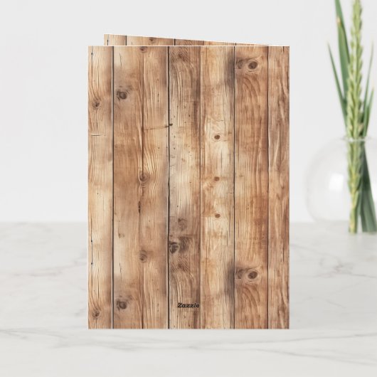 ウッドフェイクウエスタンカウボーイ女性のカーボーイホース誕生日 カード (裏面)