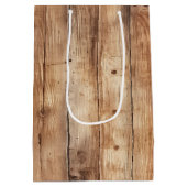 ウッドフェイクウエスタンカウボーイ女性のカーボーイホース誕生日 ミディアムペーパーバッグ (裏面)