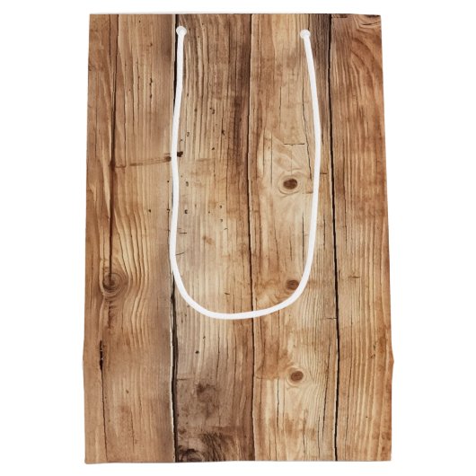 ウッドフェイクウエスタンカウボーイ女性のカーボーイホース誕生日 ミディアムペーパーバッグ (裏面)