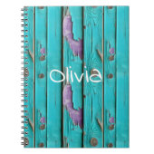 ウッドフェイクパープルとターコイズブルー ノートブック (正面)
