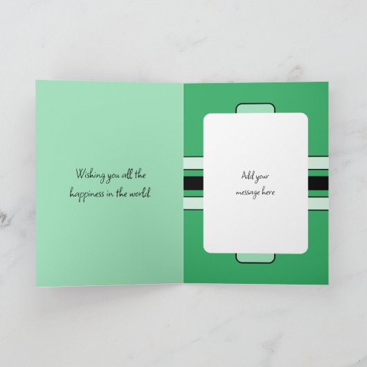 ウッドフェイクラスチック30thグリーン写真誕生日 カード (内部)