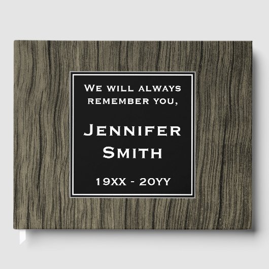 ウッドフェイクルック、悲しい悔やみや弔慰ゲストブック ゲストブック (正面)