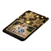 ウッドフェイク金ゴールドグリッタースノーフレーク写真クリスマス マグネット (左側)