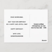 ウッドフェイク、フェイク金ゴールド3回目の誕生日と名前をカスタムする ポストカード (裏面)