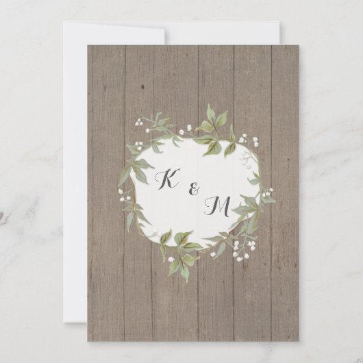 ウッドフェンスローレルリーフウフラワーズリース 招待状 (裏面)