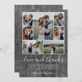 ウッドフォトコラージュの愛感謝していと結婚の サンキューカード (正面/裏面)