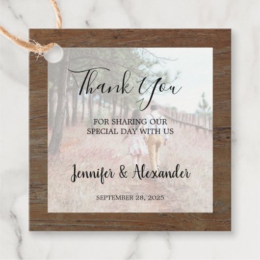 ウッドフォト素朴カントリー結婚式 フェイバータグ (正面)