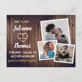 ウッドフォト素朴コラージュ予算結婚の 案内ポストカード