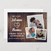 ウッドフォト素朴コラージュ予算結婚の 案内ポストカード (正面/裏面)