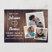 ウッドフォト素朴コラージュ予算結婚の 案内ポストカード (正面)