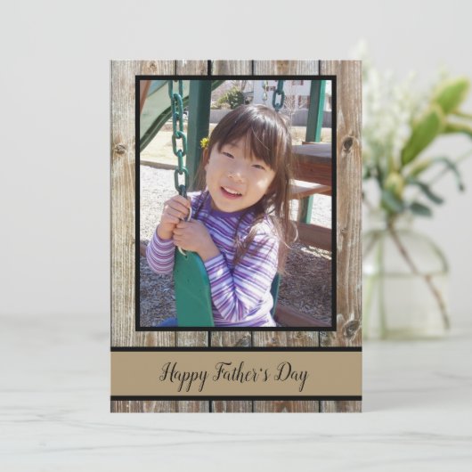 ウッドフォト素朴パーソナライズされたハッピーファーザーズの日 シーズンカード (スタンド正面)