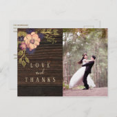 ウッドフォト結婚ーの感謝 ポストカード (正面/裏面)