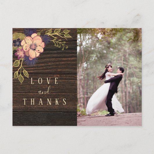 ウッドフォト結婚ーの感謝 ポストカード (正面)