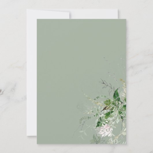 ウッドフォレ素朴ストの緑の木の結婚台本 招待状 (裏面)