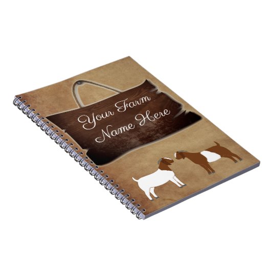 ウッドフパーソナライズされた素朴ァームサインボアヤギ ノートブック (右側)