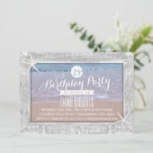 ウッドフレーム素朴ヒトデビーチ誕生日パーティー 招待状 (スタンド正面)