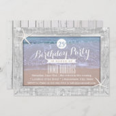 ウッドフレーム素朴ヒトデビーチ誕生日パーティー 招待状 (正面/裏面)