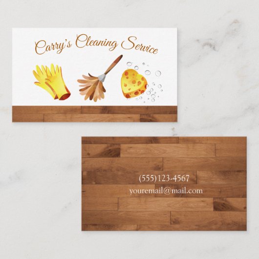 ウッドフロアデザインメイドハウスクリーニングサービス 名刺 (正面/裏面)