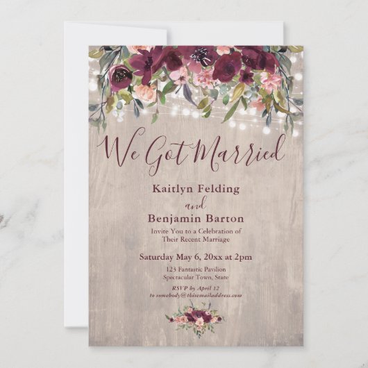 ウッドフローラライトウェ得ー結婚した披露宴のみ 招待状 (正面)