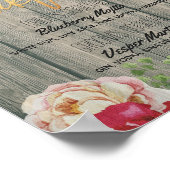 ウッドフローラ結婚のシグネチャーカクテルドリンクメニュー ポスター (角)