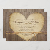 ウッドフ素朴ェンスボードハートリハーサルディナー 招待状 (正面/裏面)