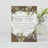 ウッドフ素朴ェンスローレルリーフリースズ結婚 招待状 (スタンド正面)