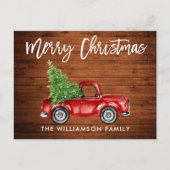 ウッドブラシスクリプトトラッククリスマスフォトバック ポストカード (正面)