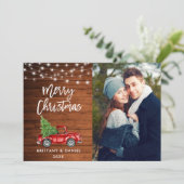 ウッドブラシスクリプトライトトラックフォトクリスマス シーズンカード (スタンド正面)