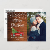 ウッドブラシスクリプトライトトラックフォトクリスマス ポストカード (正面/裏面)