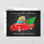 ウッドブラシスクリプトヴィンテージトラッククリスマスツリー シーズンポストカード (正面/裏面)