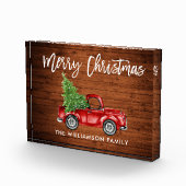 ウッドブラシスクリプトヴィンテージトラッククリスマス フォトブロック (右)