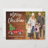 ウッドブラシスクリプトヴィンテージトラックフォトクリスマス シーズンカード (正面)