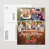 ウッドブラシスクリプトヴィンテージトラック4フォトホリデー ポストカード (正面/裏面)