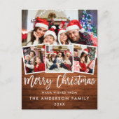 ウッドブラシ台本スターメリークリスマス4フォトレッド ポストカード (正面)